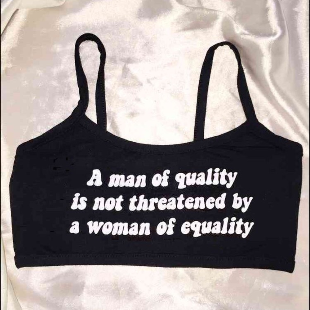 A MAN OF QUALITY FEMINIST GIRL POWER CROP TOP - Picture 3 of 6